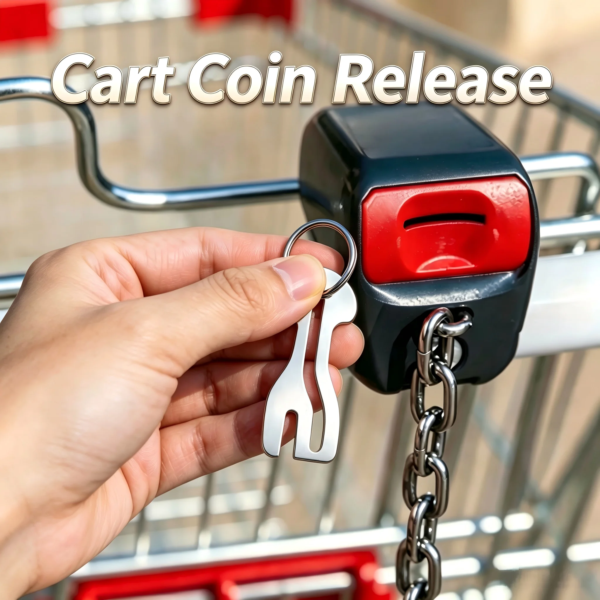 1/4Pcs Anti‑Lost Stainless Steel Shopping Trolley Token Keyring Reusable Cart Release Unlock Coin Keychain Supermarket Accessory