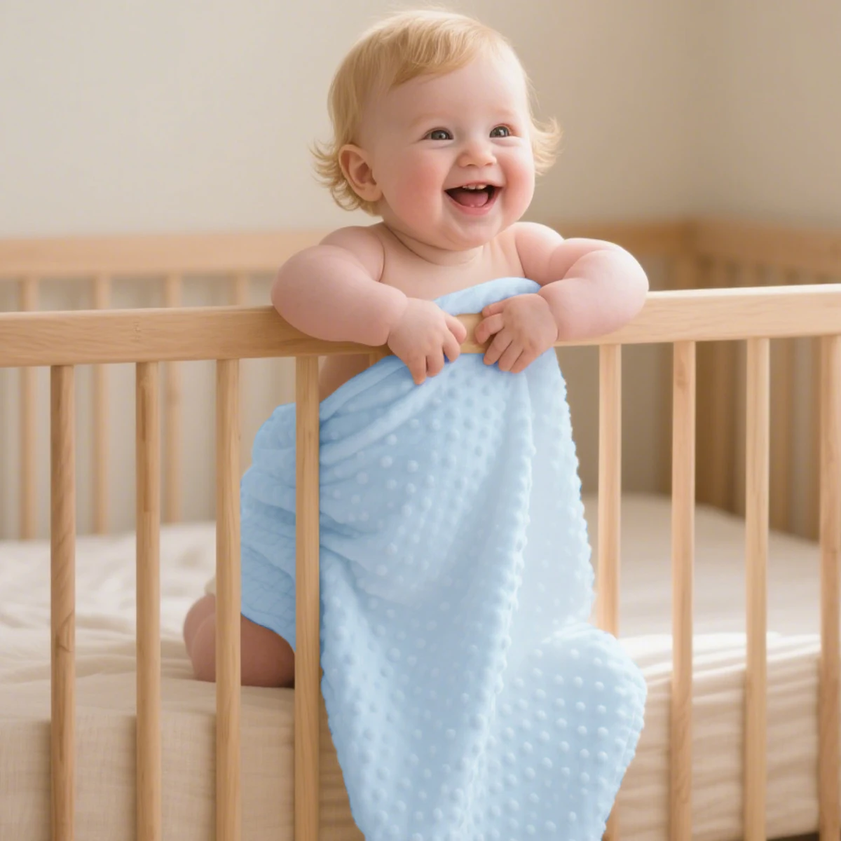 

100 × 100 см однотонное детское одеяло из хлопка и полиэстера, пуховое одеяло с фасолью, толстое двухслойное супермягкое детское пеленальное одеяло, одеяло