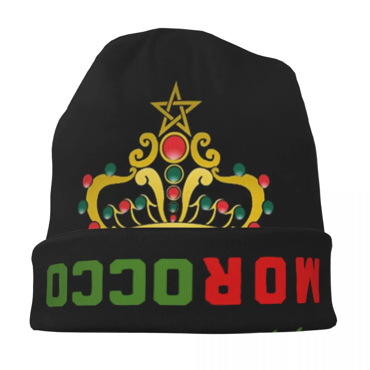 Kingdom Of Morocco Bonnet Hats Casual Street Moroccan Flag Skullies Beanies Hats Unisex Spring Dual-use Caps