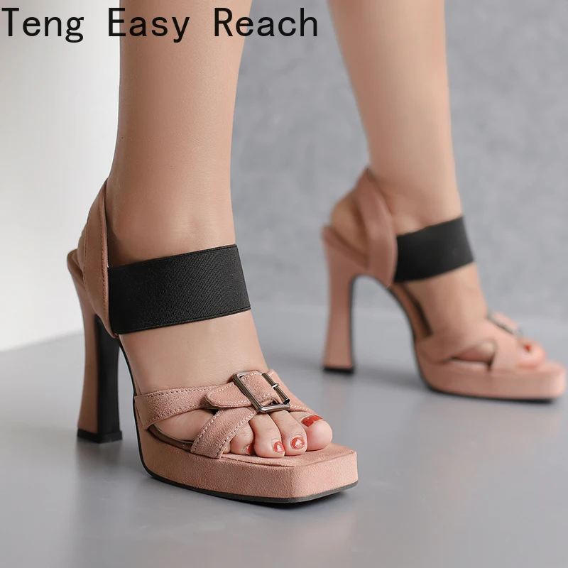 2024 Women Sandals Sexy High Heels Buckle Ankle Strap Women Shoes Thick Heels Platform Fashion Summer Female Pumps New Sandals