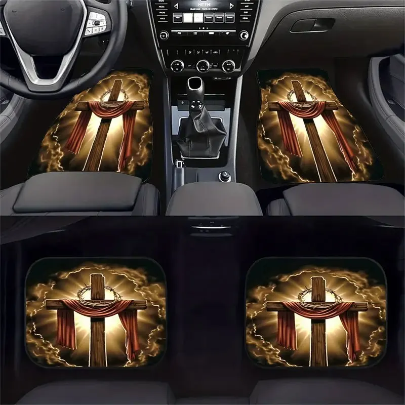 4pcs Parrot Flower Pattern Car Floor Mat Set, Crystal Velvet Anti-slip Mat, Interior Decoration Clean And Easy To Wash, Universa