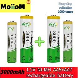 2024 popular NI-MH rechargeable batteries AA3000mAh and AAA1600mAh 1.2v AA nickel hydrogen AAA rechargeable 1000 times battery