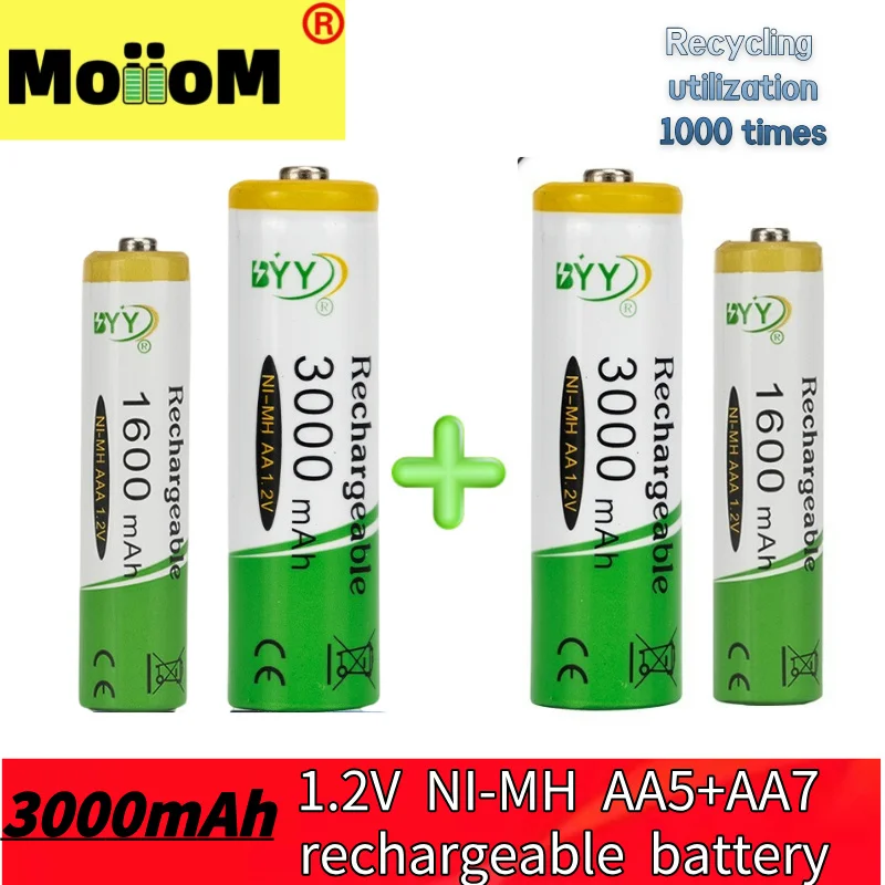 2024 popular NI-MH rechargeable batteries AA3000mAh and AAA1600mAh 1.2v AA nickel hydrogen AAA rechargeable 1000 times battery