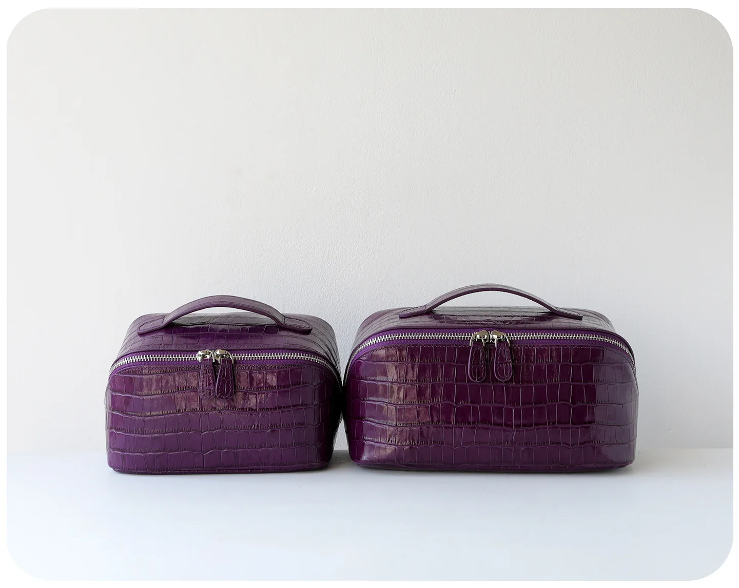 Waschtasche aus echtem Leder mit Krokodilstruktur, großes Fassungsvermögen, Reise-Kosmetik- und Toilettenartikel-Organizer, Damentasche, Make-up-Tasche, Luxustasche – Detail 11