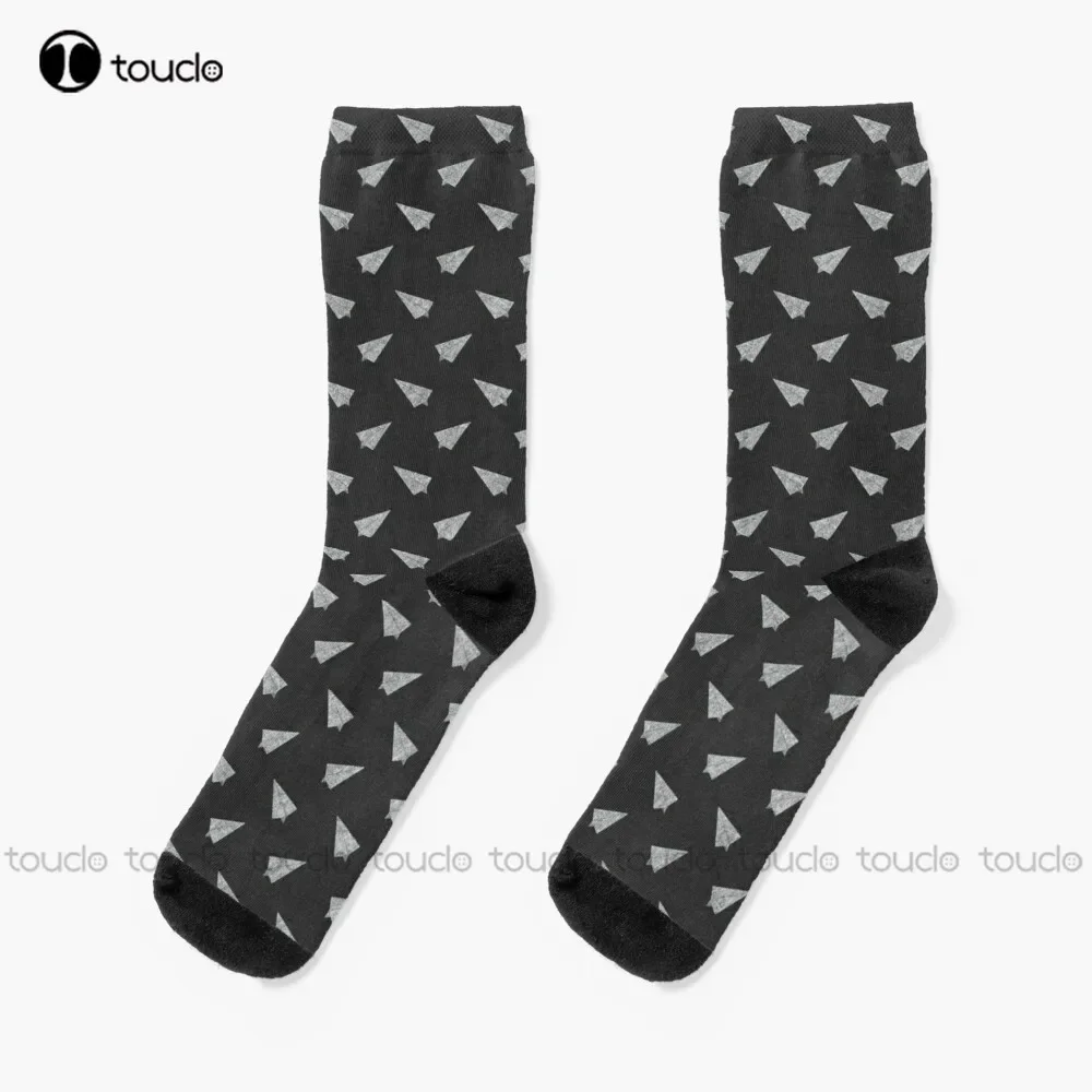 Paper Airplane Chalkboard School Pattern Socks White Socks Women Christmas Gift Unisex Adult Teen Youth Socks Custom Women Men