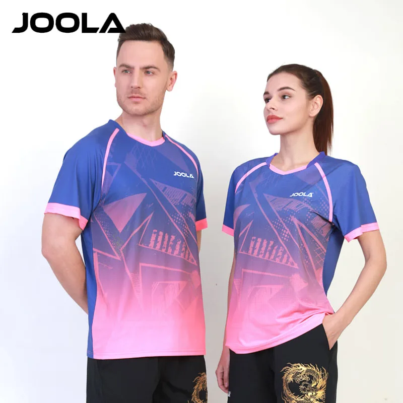 T-shirt de tennis de table OLA à chaîne, maillot de sport respirant professionnel, chemise d\'entraînement à séchage rapide pour jeu de ping-pong