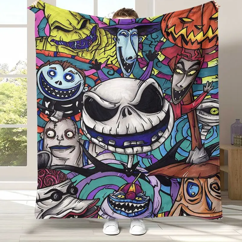 Cartoon N-Nightmare Before Christmas Jack Halloween Soft Flannel Throw Blanket,Cozy Blanket for Bed,Sofa,Living Room,Home Decor