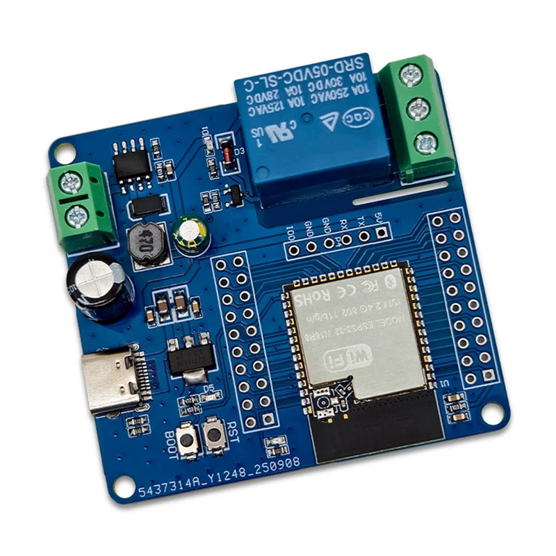 A37T-ESP32-S3 Scheda di sviluppo WIFI Bluetooth Modulo relè a canale singolo Interfaccia di tipo C alimentata DC 5-60V