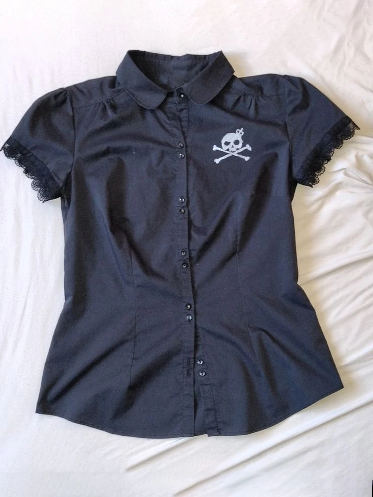 Kawaii Bow Lace Trim T-shirt Vintage Striped Patchwork Slim Fit Crop Top Y2K Aesthetic Fairy Grunge Retro Pullover Tee Women top