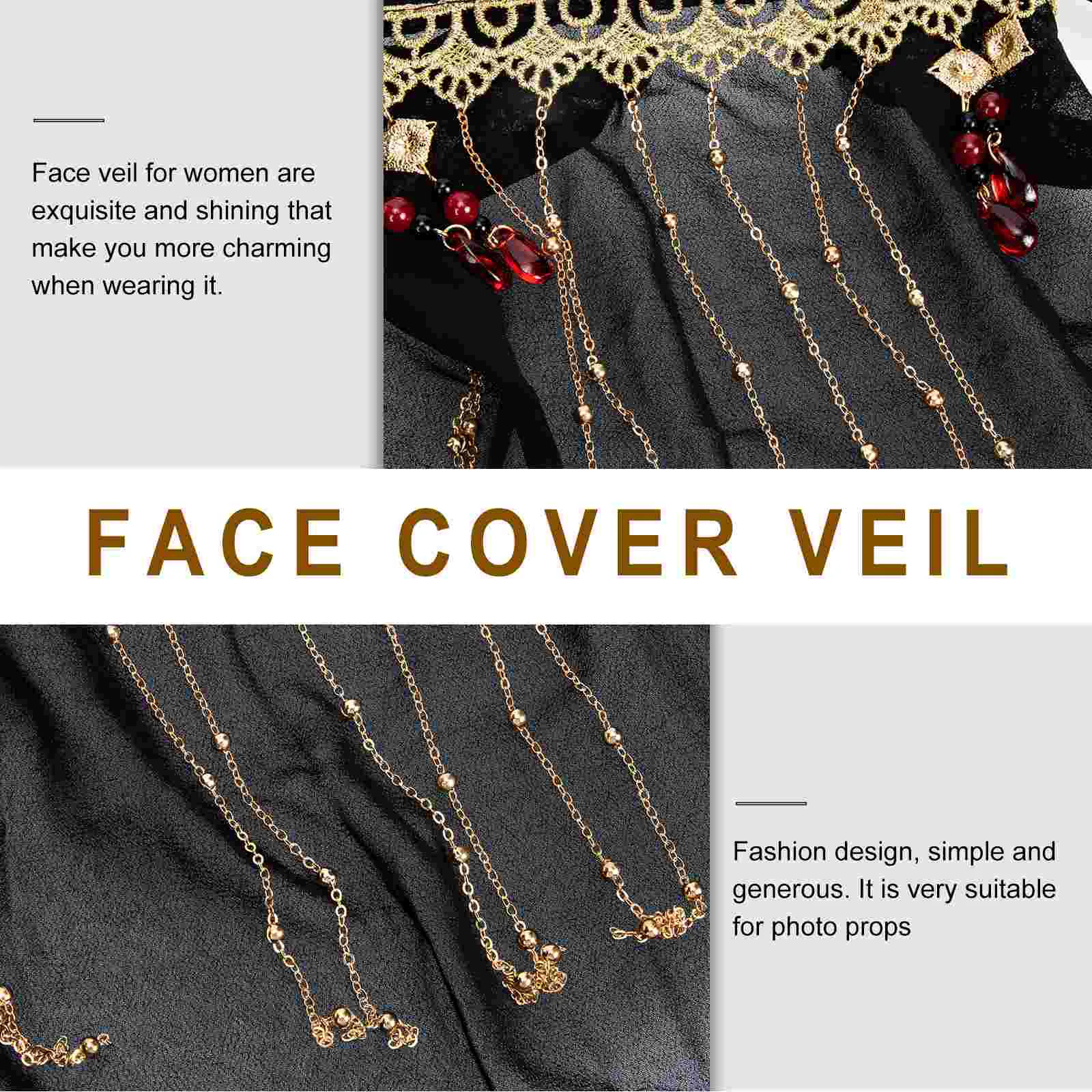 Vintage 1Pc Face Veil for Women Black Tassel Cover Dancing Masquerade Photo Shoot Cosplay Sun Proof Beach Travel Accessory