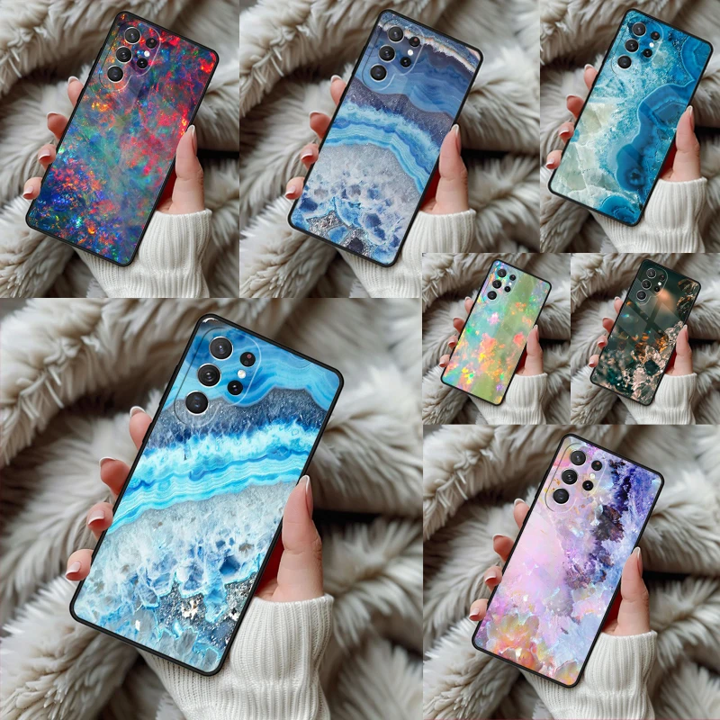 Opal Agate Marble Stone Phone Case For Samsung Galaxy S24 S25 S26 Ultra S22 S23 Plus S21 S20 FE Note10 TPU Cover