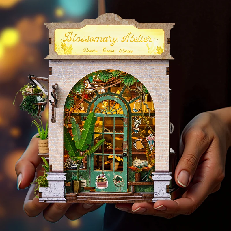 

DIY Book Nook Kit Handmade Miniature Doll House 3D Puzzle Model Building Wooden Bookshelf Bookend Toy For Friends Birthday Gifts