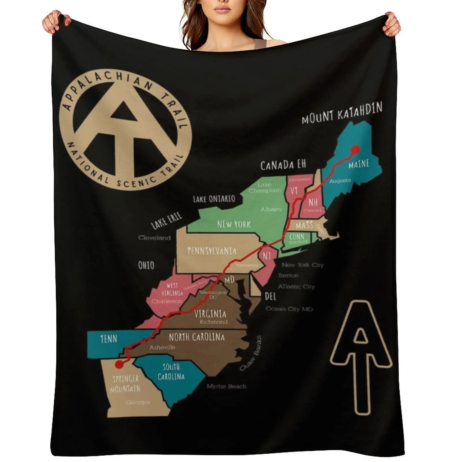 

Appalachian Trail Hiking Map Throw Blanket Summer Beddings Flannel Stuffeds Luxury Brand Blankets