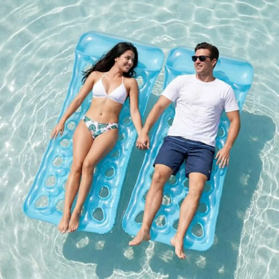 

2 Pack Adult Pool Floats Heavy Duty Oversized Pool Mat Floaties Toy 71 x 33 Inch Inflatable Floating Lounger with Headrest for