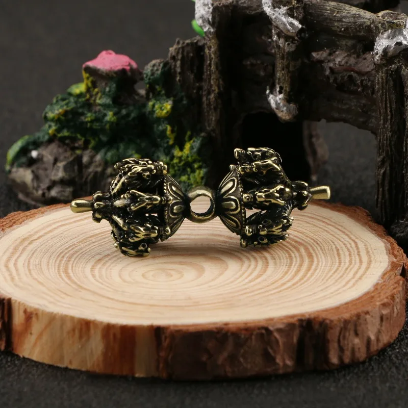 Tibetan Style Eight Dragon Vajra Pestle Back Cloud Brass Pendant Retro Buddha Bead King Kong Star Moon Bodhi Ornament Home Decor
