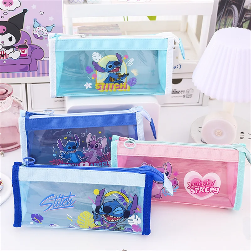 4pcs/lot Kawaii Stitch Pencil Case For School Disney Pencil Box Kawaii Stationery Organizer Pen Bag School Supplies Kids Gift