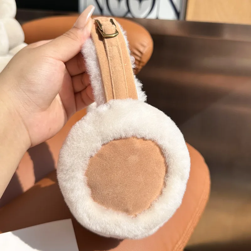 

Зимние шерстяные меховые интегрированные наушники, утолщенные и теплые защитные наушники для женщин, модные плюшевые наушники из овечьей шерсти