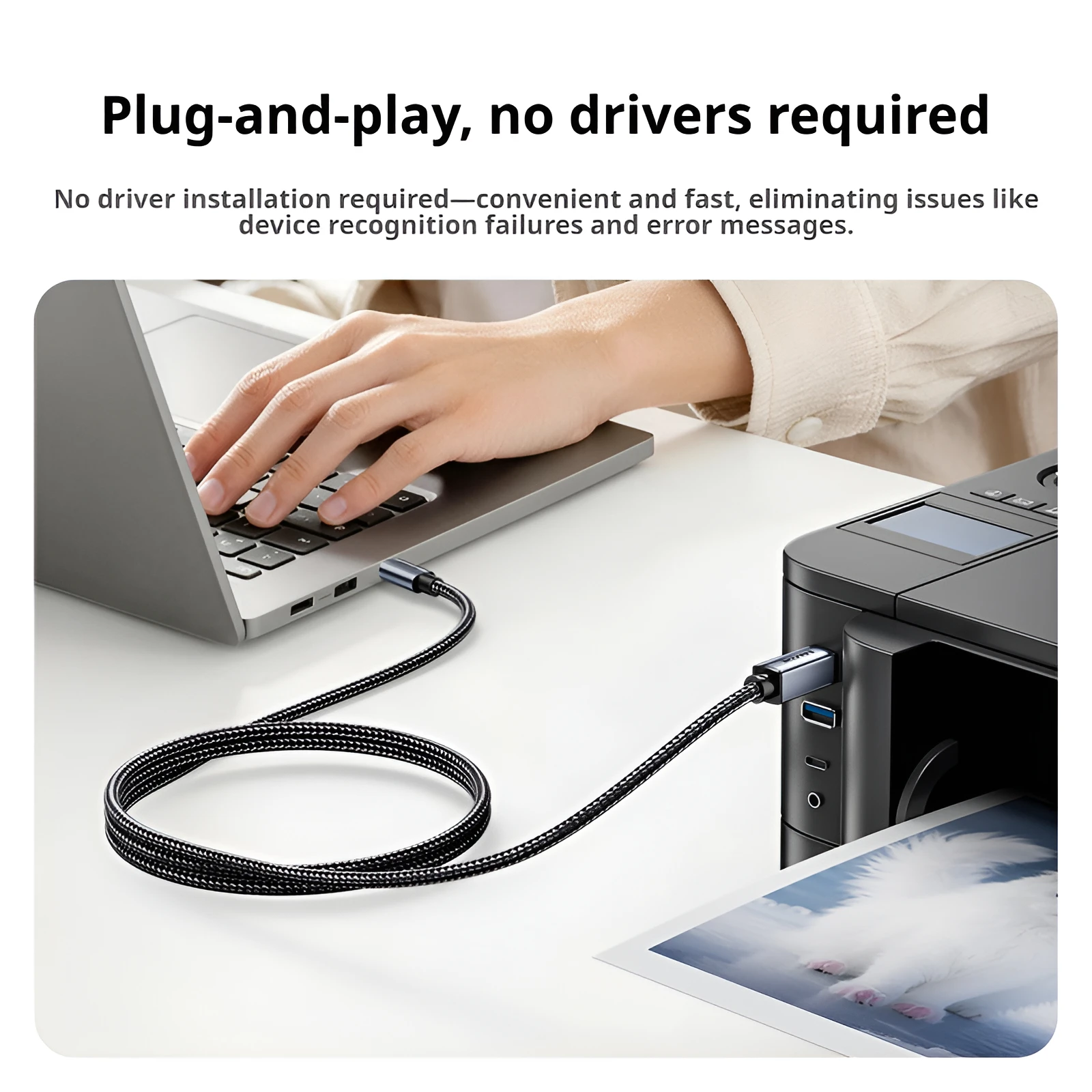 SAMZHE USB C to USB Type B 2.0 Cable for New MacBook Pro HP Canon Brother Epson Dell Samsung Printer Type C Printer Scanner Cord