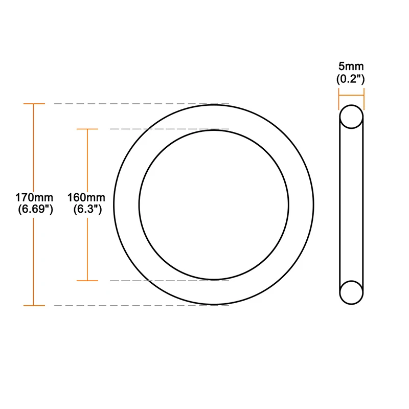 Uxcell 1pcs O-Rings Nitrile Rubber Gaskets Seal Ring 160mm x 170mm x 5mm Sealing Gasket Faucet Sealing Valve O Rubber Rings