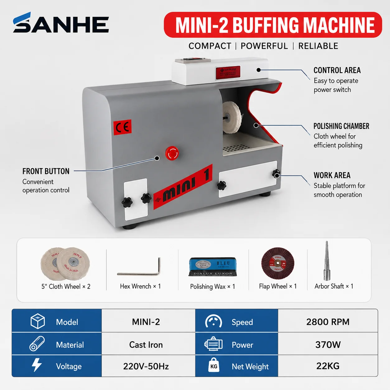 220V 1800W 1/2HP Universal Metal Polisher & Bench Grinder 0-4500rpm Dust Collector Motor For Various Polishing Tasks