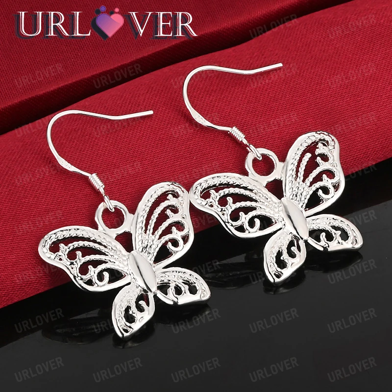

Fashion Pretty Jewelry 925 Sterling Silver Butterfly Drop Earring Fine Accessories Men Women Charm Wedding Party Christmas Gift