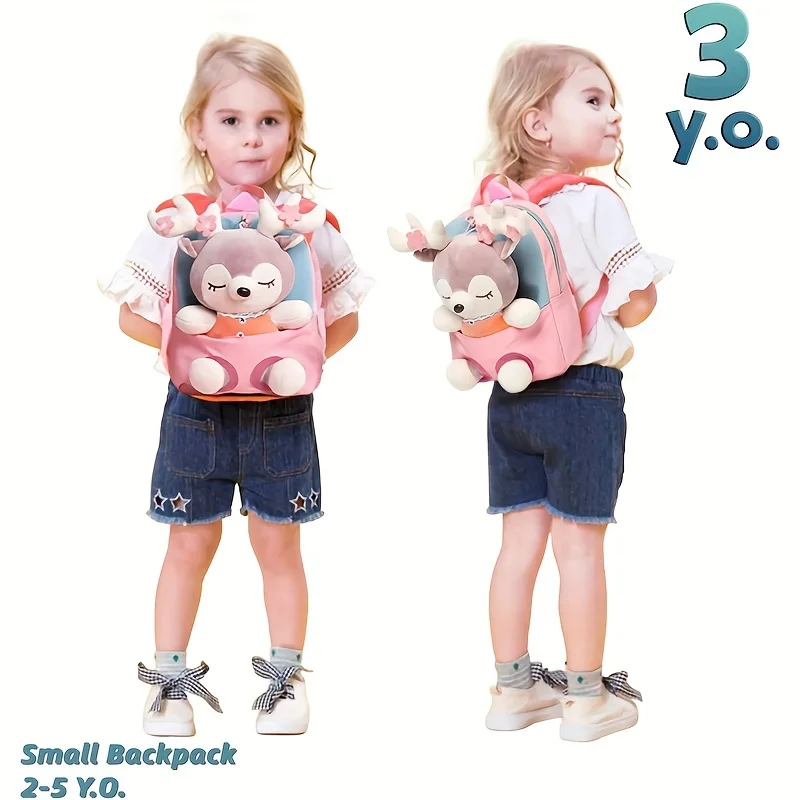 Cute Mini Backpack para Toddler Girls, Brinquedos de pelúcia para crianças, 2, 3, 4, 5, 6 anos