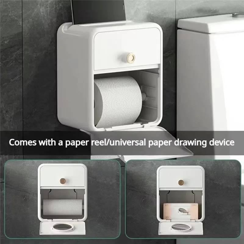 

ABUG-водонепроницаемый держатель для туалетной бумаги, настенный ящик для хранения салфеток, органайзер для рулонов для аксессуаров для ванной комнаты