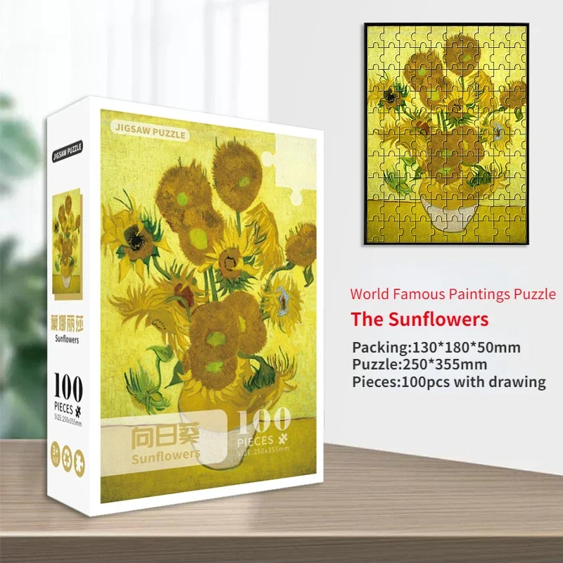 

Пазлы MaxRenard из 100 деталей, 25*35,5 см, Ван Гог, Подсолнухи, бумажная сборка, живопись, художественные игрушки