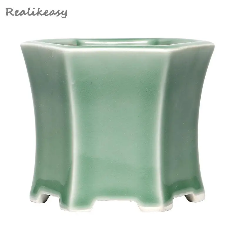 New Arrival Household Ceramic Flower Pots Table Bonsai Green Succulent Plants Flower Pots Desktop Decorational For Garden LB552