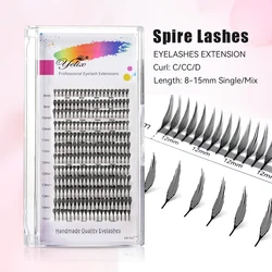 Yelix Feather Shape Premade Fan Lashes Comic Spits Wimpers Automatische bloeiende Russische volume wimperverlenging Fairy Lashes