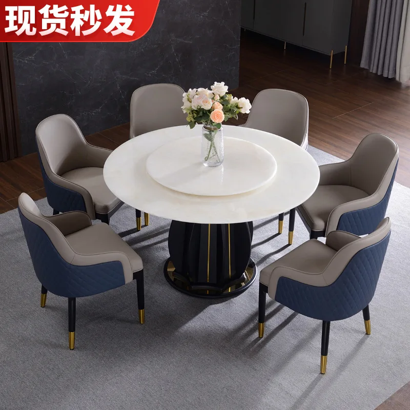 Restaurant furniture light extravagant marble table round natural pure natural jade table