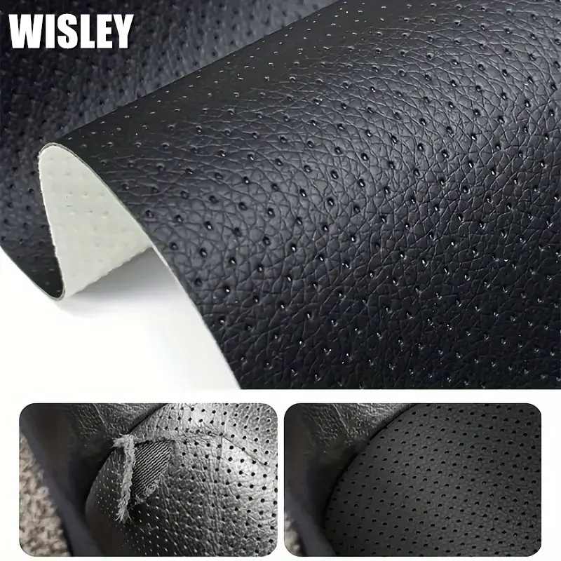 Textura de lunares perforada transpirable de cuero autoadhesivo para asientos de sofá, interiores de coche, bolsas suaves, renovación de muebles