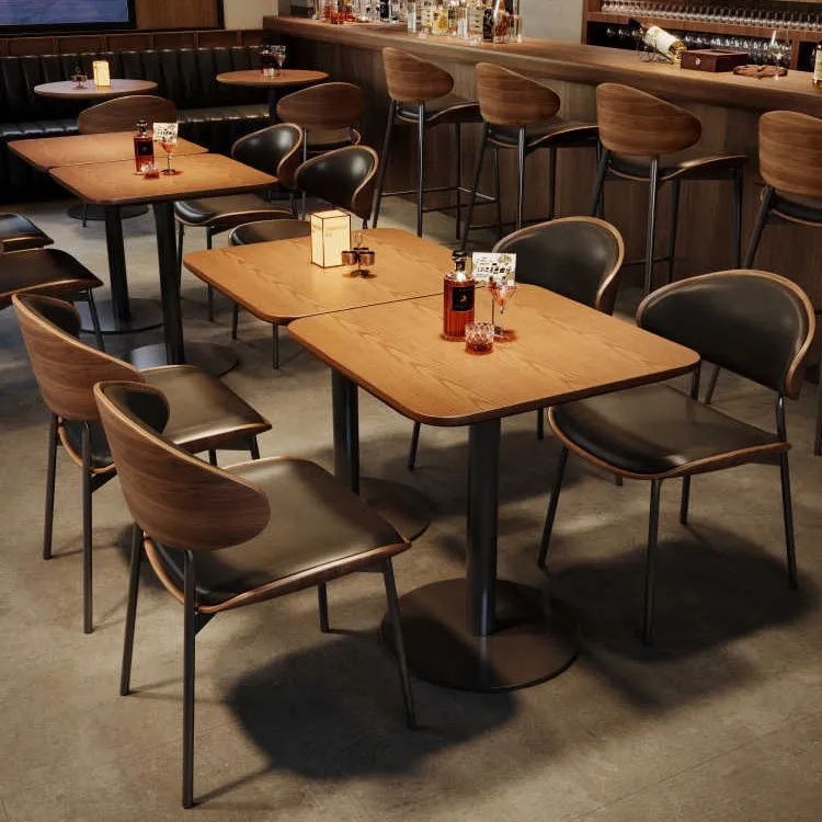 Dining table and chairs retro American bar clear bar solid wood dining table and chair combination
