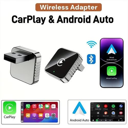 Imagen 1 del producto XUDA 2026 NUEVO Adaptador Inteligente de Cable a Inalámbrico, 2 en 1, CarPlay/Android Auto Inalámbrico, WiFi 2.4-5.0 GHz, Elegante y Portátil