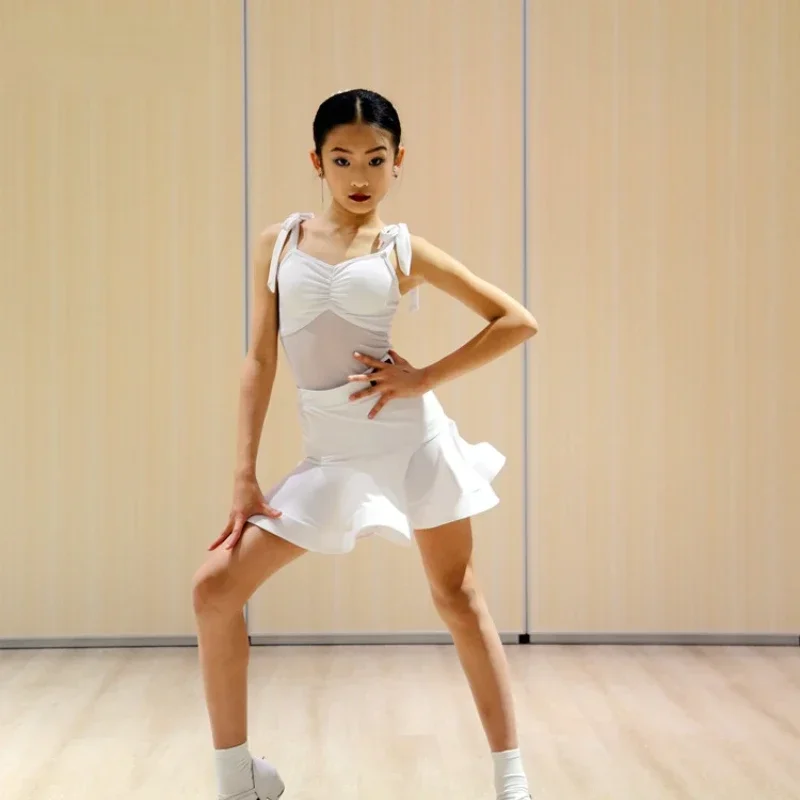 

Girls Latin Dance Dresses Child Competition Ballroom Practice Clothing Kids Modern Cha Cha Dance Costumes Ballroom Salsa Dress