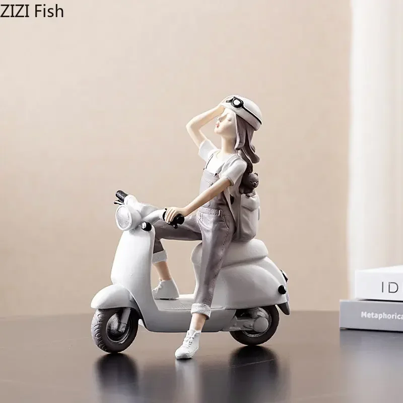 Modern Girl Character Resins Statue Desktop Decor Ornaments Cute Girl Painted Sculpture Figures Figurines Home Decoration view 5
