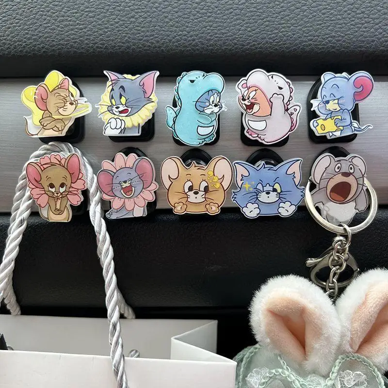 Anime Kawaii Tom and Jerry Sticky Hook Function Hook Car Mounted Adhesive Hook Mini No Trace Birthday Gift Girlfriend Gift Girl