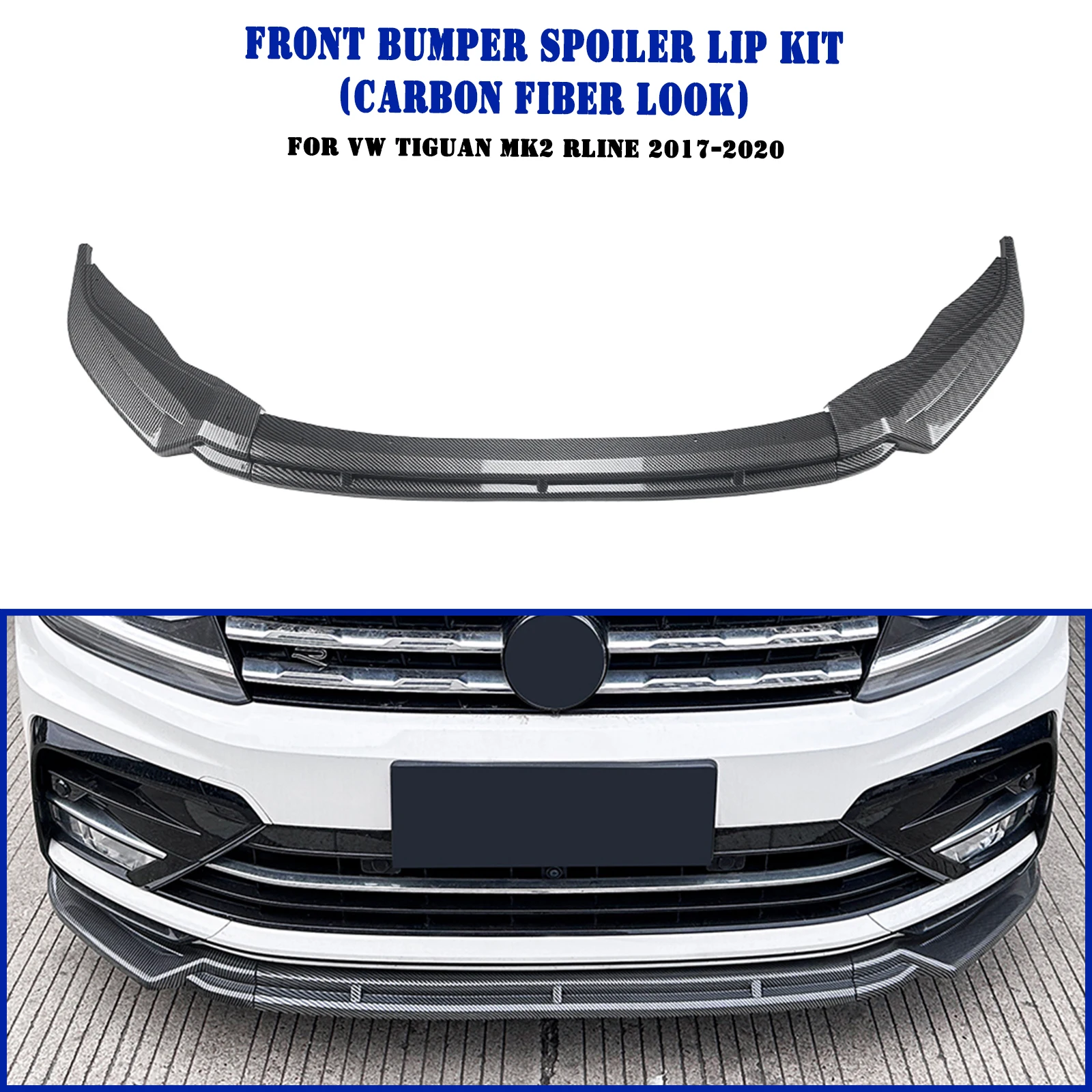 

Front Bumper Spoiler Lip Lower Splitter Protector For Volkswagen VW Tiguan MK2 R Line 2017-2020