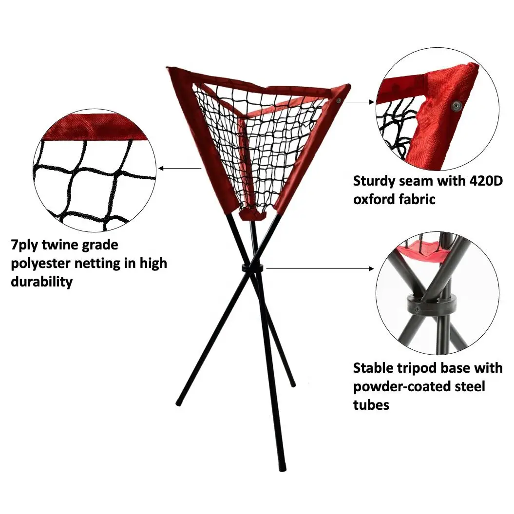 Baseball Tripod Ball Caddy Portable Pitting Nets Ball Basket Ball Stand Rack Pitching Hitting Target Net Training Aids