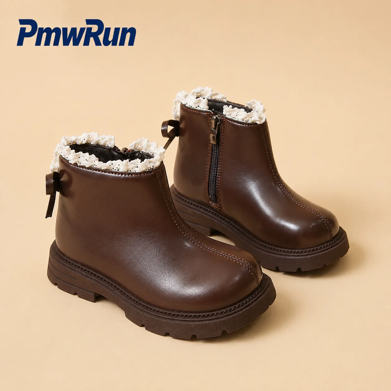 2026 Autumn Boots For Girls PU Leather Waterproof Children's Casual Boots Platform Anti-slippery Princess Footwear Fashion Boots
