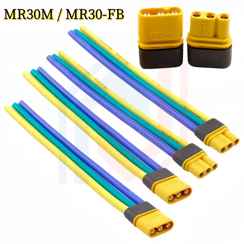 

MR30 Cable Connector Male Female MR30-FB / MR30-M 3Pin Plug with Sheath Cover 18AWG Silicon Wire for RC Lipo Battery FPV Drone