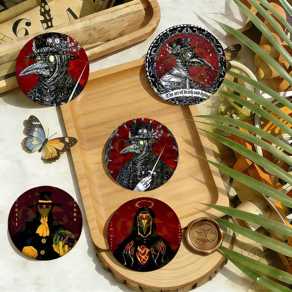 darkness art p-Plague Doctor cool badge pins brooche Backpack Decor Accessories Fans Souvenir gift Round Laser