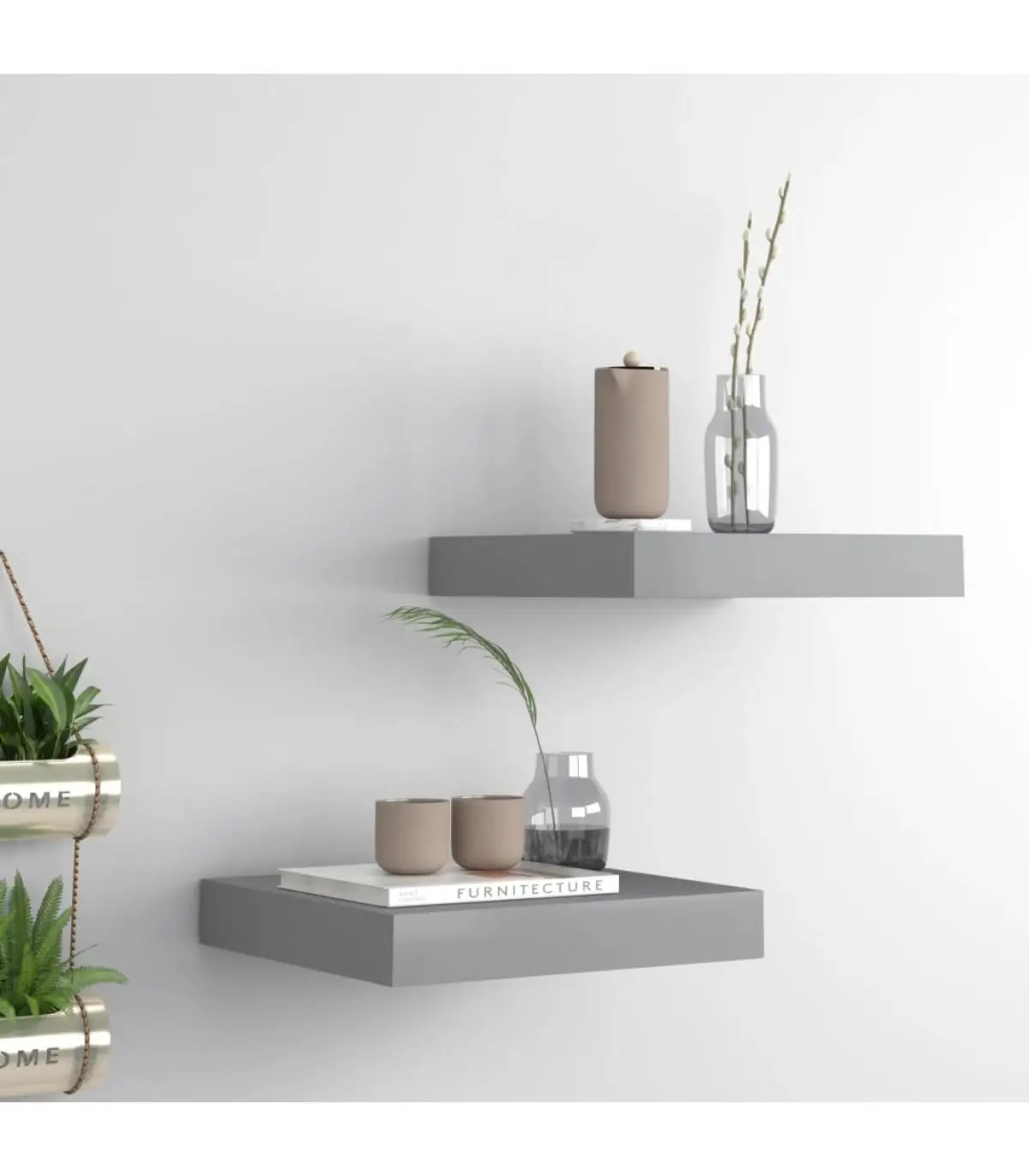 2 Pcts gray MDF 23x23,5x3,8 cm floating wall shelves shelves