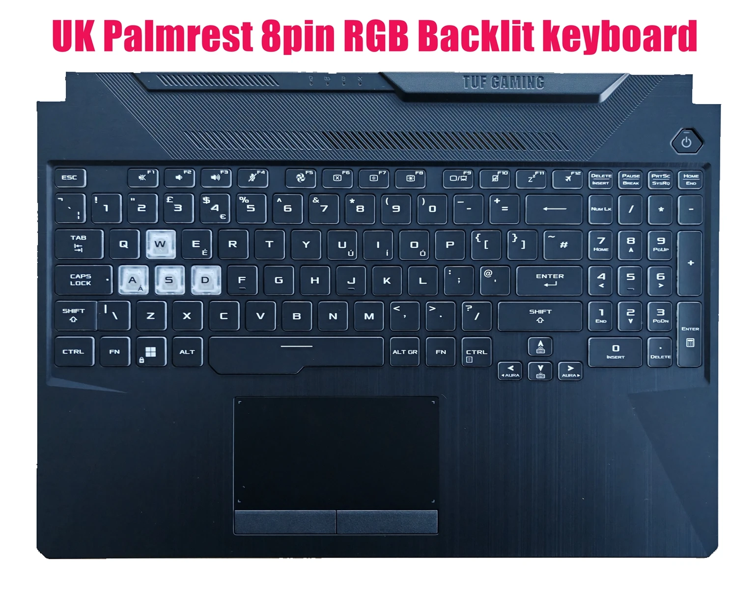 UK Palmrest 8pin RGB Backlit keyboard for Asus FX506H FX506HE FX506HM FX506HC FX506HF FX506HCZ