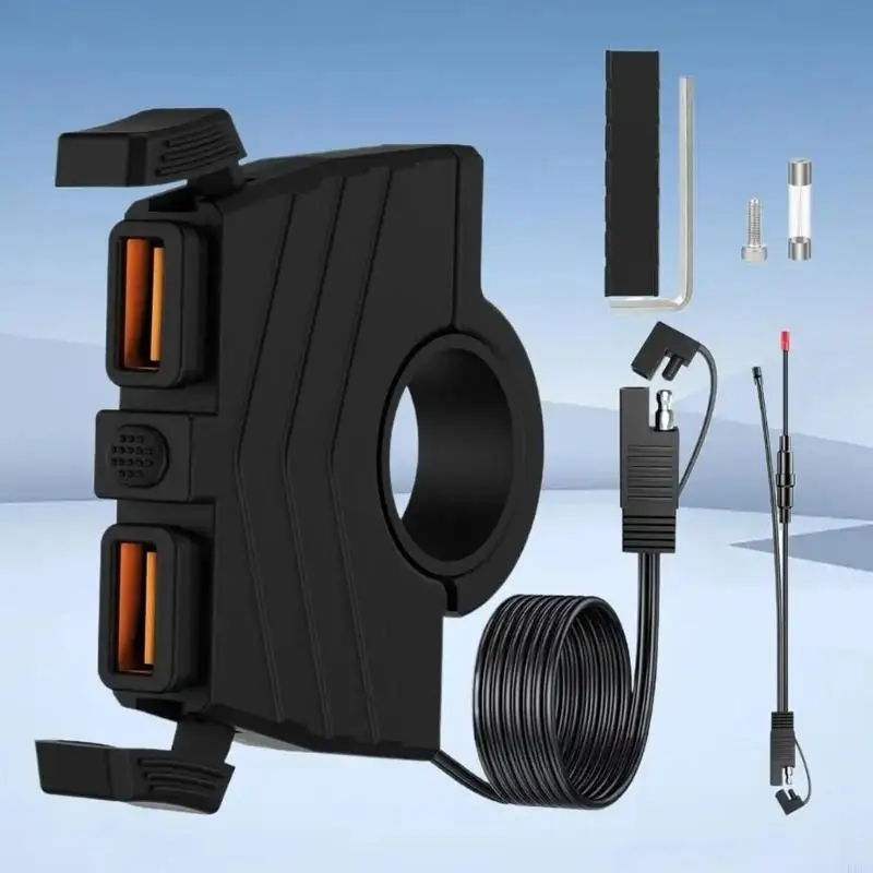 Universal Motorcycle Handlebar Phone Chargers Waterproof Design 36W USB Fast Charging for Smartphones 