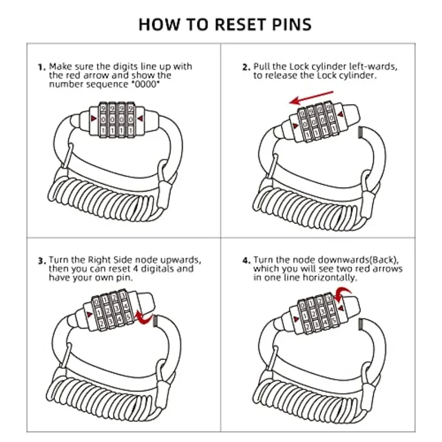 Кабельный замок для мотоциклетного шлема с 4-значной комбинацией, сбрасываемый велосипедный замок с TBar, противоугонный выдвижной замок для багажа для Secu