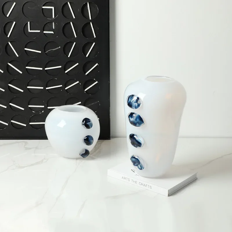 U2  Glass Vase Creative Pebble Relief Flower Vase Flower Arrangement Accessories Terrarium Home Decoration Accessories