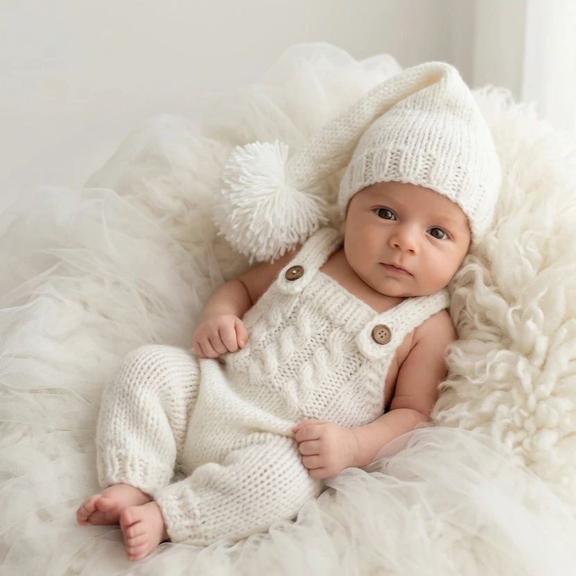 Handmade Knitted Newborn Romper Hat Set Baby Photography Studio Props Cute Infant Photo Outfit Accessories 0-3M