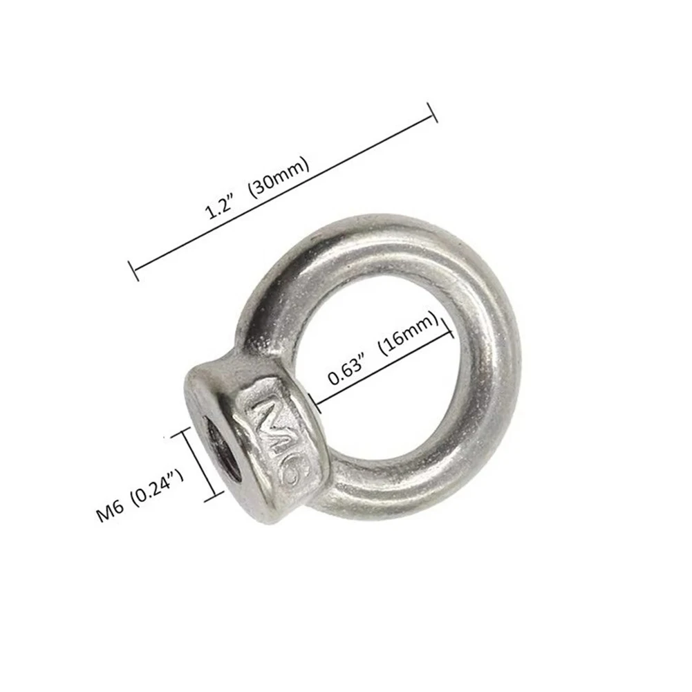 20pcs Lifting Eye Nut M6 Ring Eye Nuts 304 Stainless Steel Female Threaded Nut Load-bearing Railway Loading And Unloading Ports