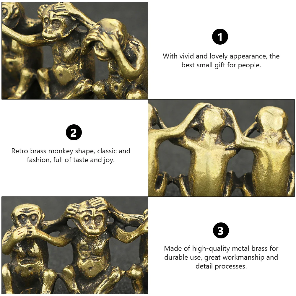 

Copper Monkey Statue Home Office Decor Retro Brass Figurine Desk Car Ornament Table Model Display Mini